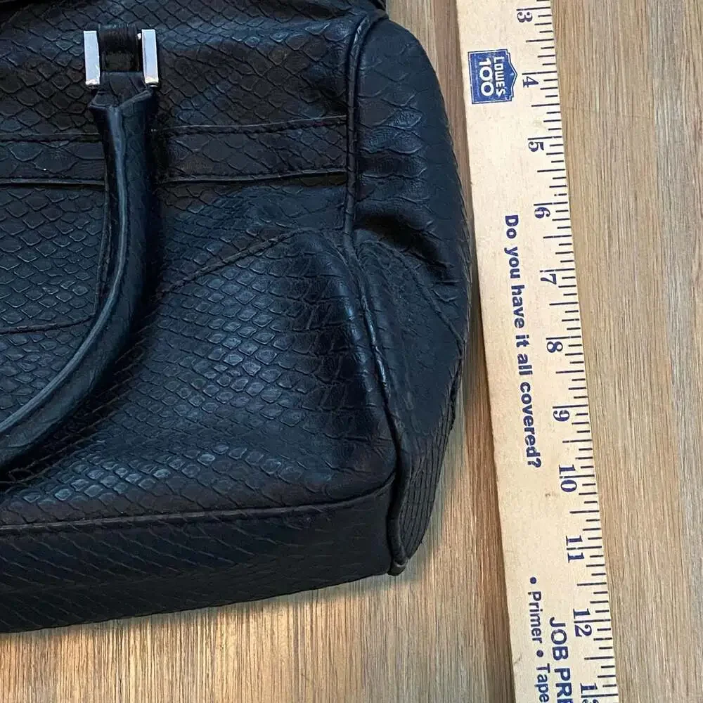 Guess Los Angeles Black Faux Python Embossed Satchel Handbag Y2K